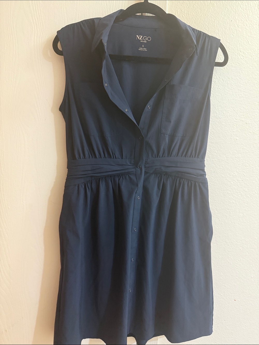 NIC+ZOE Navy Sleeveless Shirtwaist Midi Dress